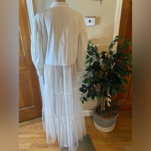 Long white tulle dress